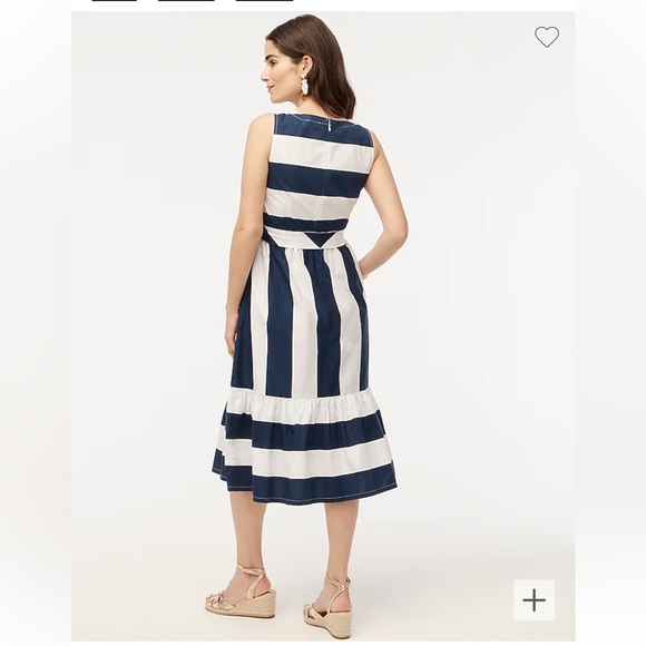 J. Crew Striped Poplin Midi Dress Navy and White Size 10 CA438 New - Picture 3 of 11